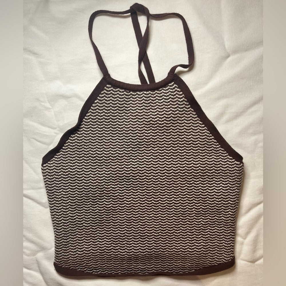 Abercrombie & Fitch Cropped Sweater Halter tank Brown White, size S